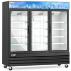 Thumbnail image #1 for USR Brands Coldline D80-B 3-Section Glass Door Freezer Merchandiser, 58.3 Cu. Ft., Black, Self-Contained Bottom-Mounted