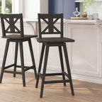 Thumbnail image #2 for Flash Furniture ES-G1-29-GY-GG Swivel Bar Stool, 300 lb. Capacity, Solid Wood Cross Back, Footrest, Gray Wash Walnut Finish