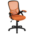 Thumbnail image #1 for Flash Furniture HL-0016-1-BK-OR-GG High-Back Swivel Office Chair, Adjustable Height, Mesh Back, Padded Seat, Padded Arms, Casters