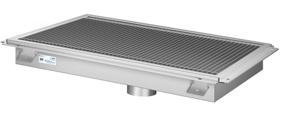 Product image #3 for KoolMore Commercial Stainless Steel Floor Trough Drain with Subway-Style Grating, 30 x 18 Inch
