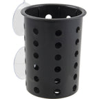 Thumbnail image #1 for AllPoints Foodservice Parts & Supplies 1371672 Plastic Silverware Cylinder, Black, with Suction Cups, Fits 4-Inch Cutout