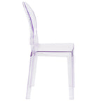 Thumbnail image #2 for Flash Furniture OW-GHOSTBACK-18-GG Transparent Polycarbonate Stackable Chair, Oval Back, Contoured Seat