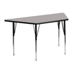 Thumbnail image #1 for Flash Furniture XU-A2448-TRAP-GY-H-A-GG Trapezoid Activity Table, 46-1/4"W x 25-1/2"D, 21-1/4"–30-1/4"H, Gray Laminate