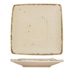 Thumbnail image #1 for International Tableware Savannah SV-2-KH Square Stoneware Saucer, 5-3/4", Embossed, Speckled, Khaki 1 Dozen