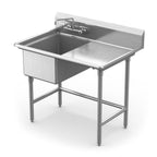Thumbnail image #1 for Winholt Equipment WS1T1818RD24 1-Compartment Stainless Steel Sink, Right-Hand 24" Drainboard, 18" x 18" x 12" Bowl, 9" Backsplash