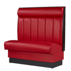 Thumbnail image #1 for ATSMFG ATS AT&S-QAS-W48-6CHHR-BRD Single Restaurant Booth, 6-Channel Headroll, Bright Red Upholstery, Dark Walnut Wood Trim