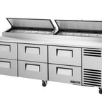 Thumbnail image #1 for True General Foodservice TPP-AT2-93D-6-HC~HGTP Pizza Prep Refrigerated Table, 93", 6 Drawers, 33–41°F Pan Rail