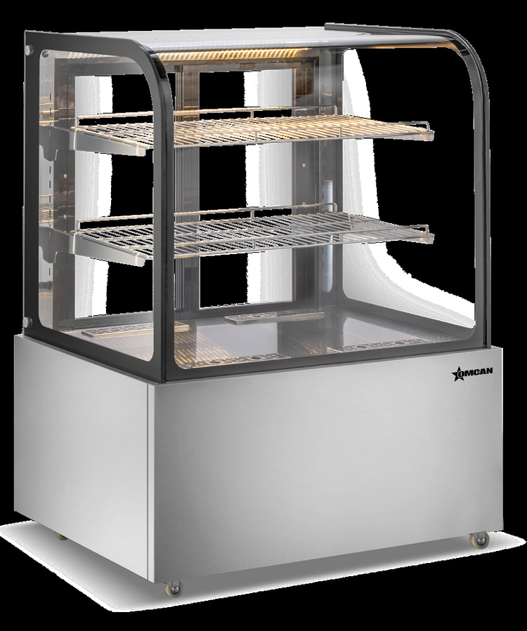 Product image #5 for Omcan 47 Inch Wide Floor Model Full-Service Curved Glass Heated Display Case, 16.2 Cu. Ft.