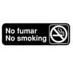 Thumbnail image #1 for TableCraft Products Cash & Carry 394589 Bilingual No Smoking/No Fumar Sign, 3 x 9 in, White on Black, Adhesive Backing Case of 144