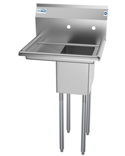 Product image #4 for KoolMore 23-Inch 1-Compartment Stainless Steel Commercial Sink with Left Drainboard and Backsplash