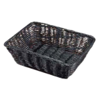 Thumbnail image #1 for TableCraft Products 2472 Rectangular Hand-Woven Polypropylene Cord Basket, Black, 9 x 6 x 2-1/2 in Case of 12