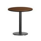 Thumbnail image #1 for Flash Furniture XU-RD-24-WALTB-TR18-GG Round Dining Table, 24" Dia., Walnut Laminate, Black Cast Iron Pedestal Base