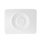 Thumbnail image #1 for CAC China Modern MDN-2 Rectangular Porcelain Saucer, 5-3/4" x 4-1/2", Bone White Case of 3 Dozen