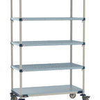 Thumbnail image #1 for Metro MetroMax Q MQ-1848GF-80-M5 Mobile Polymer Shelving Starter Unit, 18"W x 48"D x 80"H, 5-Shelf, Louvered