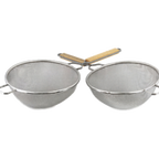 Thumbnail image #1 for Alegacy Foodservice Products S8195 Medium Double-Mesh Stainless Steel Strainer, 6-1/4" Bowl, Wood Handle Case of 12