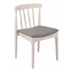 Thumbnail image #1 for Flash Furniture XU-DG-W0359-ANTWHT-GG Stackable Dining Chair, Solid Beechwood, Antique White Finish, Curved Back, Beige Vinyl Padded Seat