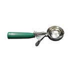 Thumbnail image #1 for CAC China SICD-12GN #12 Thumb Disher, 2.66 oz, Stainless Steel Scoop, Green Plastic Handle Case of 36