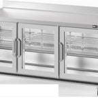 Thumbnail image #1 for Infrico USA IUC-UC72RWCR Three-Door Stainless Steel Worktop Refrigerator with Glass Doors and Bottom-Mounted Refrigeration