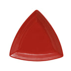 Thumbnail image #1 for Tuxton China Concentrix CQZ-1248 Ceramic Triangular Plate, 12-1/2", Wide Rim, Cayenne Case of 6