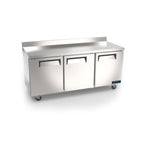 Thumbnail image #1 for MVP Group Kool-It Infinity KIN72WTR-HC Three-Section Worktop Refrigerator, 3 Solid Doors, Stainless Steel, 72"W