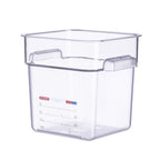 Thumbnail image #1 for CFS Brands Araven 91901 4 Qt Square Polycarbonate Food Storage Container with Integrated Label, Clear Case of 6