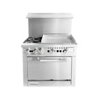 Thumbnail image #2 for Connerton CN36-2-24G 36" Gas Commercial Range with 2 Open Burners, 24" Griddle, Standard Oven and High Shelf