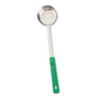 Thumbnail image #1 for Browne USA Foodservice 5757441 4 oz Perforated Stainless Steel Portioner with Green Polypropylene Handle