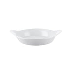 Thumbnail image #1 for CAC China Accessories FHD-7 10 oz Porcelain Round Rarebit & Gratin Dish with French Handles Case of 2 Dozen