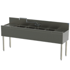 Thumbnail image #1 for Perlick TSD74C Four-Compartment Underbar Sink with Left & Right Drainboards, 84"W x 24"D, 6"H Backsplash