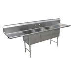 Thumbnail image #1 for GSW USA SH18243D 3-Compartment Stainless Steel Sink with Left & Right Drainboards, 90-3/8"W x 30"D x 45"H, 16-Gauge