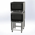 Thumbnail image #1 for Cadco XAFS-113-2 Half-Size Double Convection Oven, Digital Controls, 3-Pan Capacity per Compartment, Open Base Stand