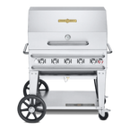 Thumbnail image #1 for Crown Verity Mobile Cooking CV-RCB-36RDP Mobile LP Gas Charbroiler, 5 Burners, Stainless Steel, Roll Dome & Bun Rack, 44 in