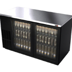 Thumbnail image #1 for Fagor Refrigeration FBB-59G-N Two-Door Glass Back Bar Refrigerator, Black Exterior, Stainless Steel Top, 59.5 in W