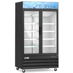 Thumbnail image #1 for USR Brands Coldline D48-B 2-Section Glass Door Freezer Merchandiser, 26.8 cu. ft., Black, 2 Self-Closing Hinged Doors