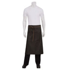 Thumbnail image #1 for Chef Works Boulder ALWWT021-BNB-0 Bistro Apron, 30"L x 36"W, 100% Cotton Denim, Black-Brown, 2 Pockets