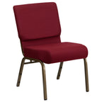 Thumbnail image #1 for Flash Furniture Hercules FD-CH0221-4-GV-3169-GG Extra-Wide Stackable Church Chair, Burgundy Fabric, Gold Vein Frame