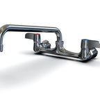 Thumbnail image #1 for NBR Equipment P3W8S10 Wall-Mount Faucet, 8" Centers, 10" Swing Spout, 2.2 GPM Aerator