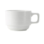 Thumbnail image #1 for Tuxton China Pacifica FPF-0803 8 oz Porcelain Coffee Cup, Stackable, Embossed Edge, White Case of 3 Dozen