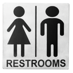 Thumbnail image #1 for TableCraft Cash & Carry B12 Men/Women Restroom Sign, 5" x 5", Stainless Steel, Adhesive-Backed Case of 100