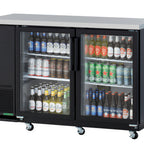 Thumbnail image #1 for Refrigeration X XBB-2SG-N6 Two-Section Back Bar Cooler, 2 Glass Doors, Black Exterior, Stainless Steel Top, 58-7/8"W x 27-1/4"D x 37-1/8"H