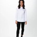 Thumbnail image #1 for Chef Works CBS01W-WHT-XS Women's Chef Coat, Raglan Long Sleeve, Snap Front, Thermometer Pocket, White, XS