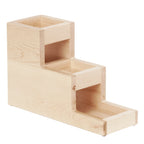 Thumbnail image #1 for Cal-Mil 3612-71 3-Tier Wood Condiment Caddy with 3 Glass Jars, Natural, Stair-Step, 5-1/4"W x 14-1/2"D x 12-1/2"H