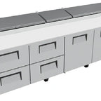 Thumbnail image #7 for True Mfg. - General Foodservice TPP-AT-119D-4-HC 119-1/4-Inch Pizza Prep Table with 2 Doors, 4 Drawers, 33°-41°F