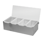 Thumbnail image #1 for Thunder Group SLCN004 Countertop Bar Condiment Dispenser, 4-Compartment, Acrylic Hinged Lid, Stainless Steel Base Case of 16
