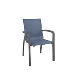 Thumbnail image #1 for Grosfillex Sunset UT007288 Outdoor Stacking Armchair, Textilene Sling, Resin Frame, Volcanic Black/Madras Blue Case of 16