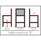 Thumbnail image #2 for Oak Street Portico BS-1008-BLK Barstool, 17.375"W x 20.5"D x 41.5"H, 30" seat height, 15" seat depth, 12" to top of footrail, 250 lbs frame load