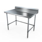 Thumbnail image #1 for NBR Equipment TS4-4836R5-X Stainless Steel Work Table, 48"W x 36"D x 40-3/4"H, 14-Gauge 304 Top, 5" Backsplash, Open Base