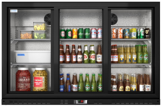 Product image #10 for KoolMore 53-Inch Three-Section Back Bar Refrigerator with 3 Sliding Glass Doors, 11.3 Cu. Ft., Black