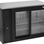 Thumbnail image #1 for Victory Refrigeration VBBN48HC-GS-B Two-Section Back Bar Refrigerator, 48"W, 2 Sliding Glass Doors, Black Exterior, Stainless Steel Top