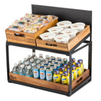 Thumbnail image #2 for TableCraft Products 11000 2-Tier Rectangular Metal Buffet Display Stand with Removable Chalkboard Panel, Black, 21.5"W x 13.5"D x 22.25"H